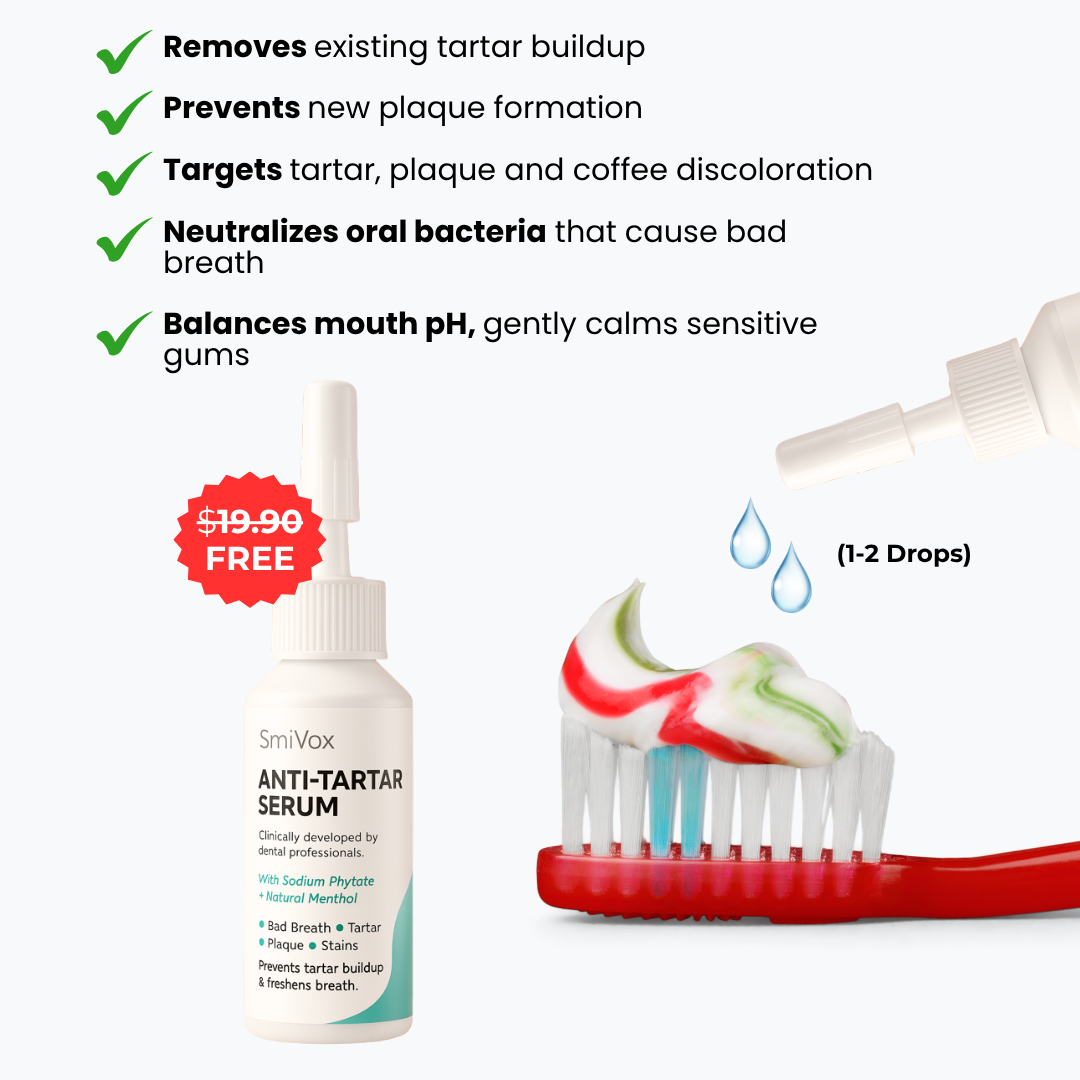 SmiSonic™ Home Tooth Cleaner – At-Home Solution for Tartar, Stains & Bad Breath + Anti-Tartar Serum